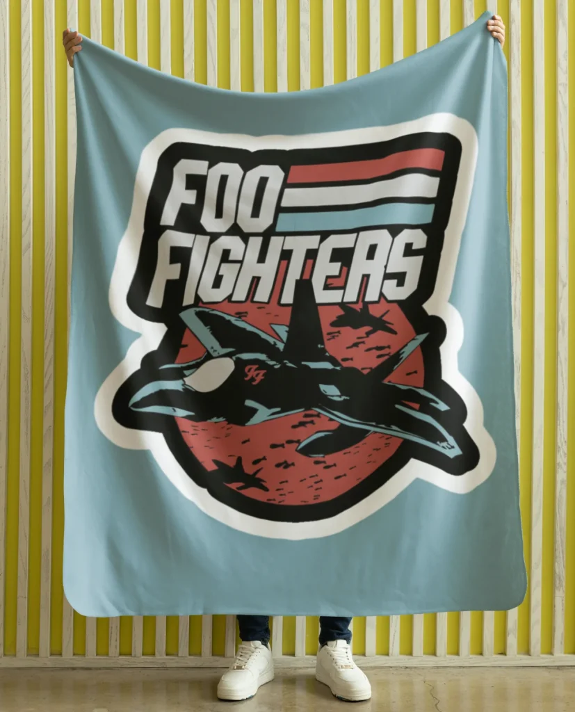 man holding flannel blanket featuring design from rock band foo fighters authentic 2026