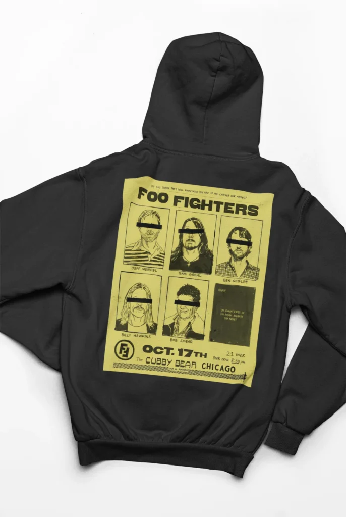 original art foo fighters hoodie featuring art from rock band foo fighters authentic ff merch store 2026