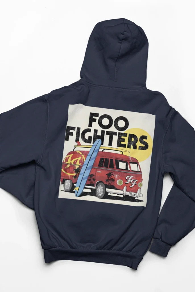 modern hoodie featuring art from rock band foo fighters authentic ff merch store