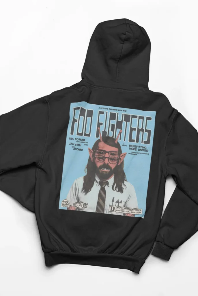 foo fighters hoodie featuring art from rock band foo fighters authentic ff merch store