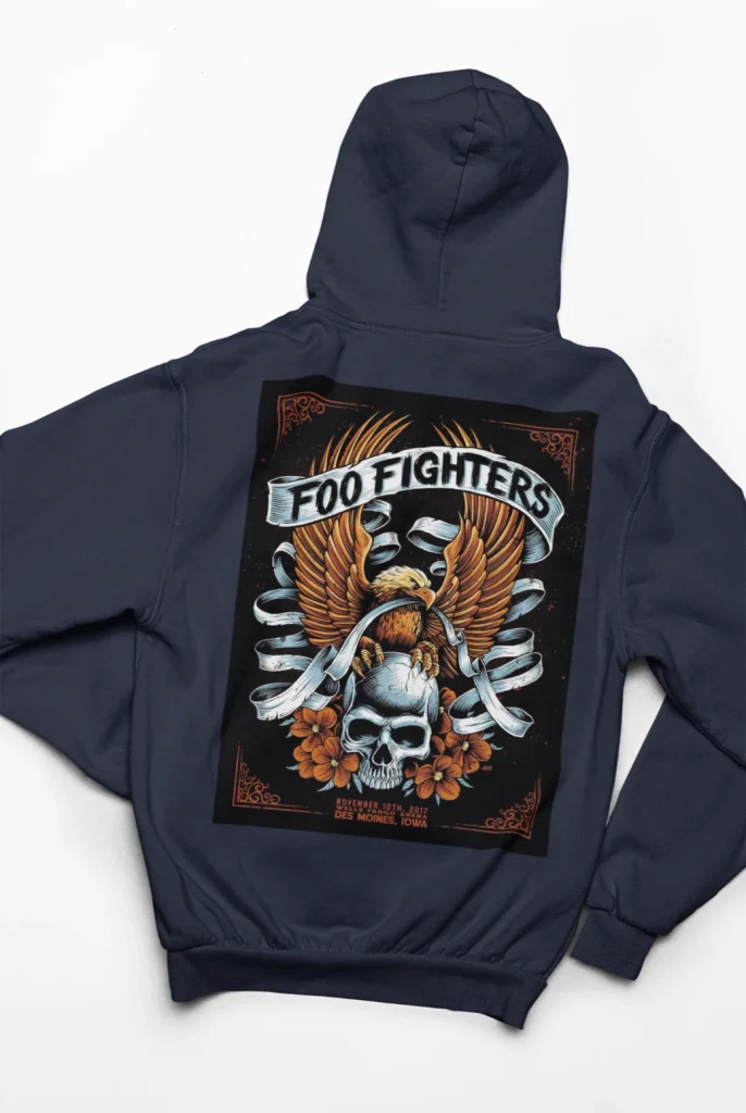original art foo fighters hoodie featuring art from rock band foo fighters authentic ff merch store 2026