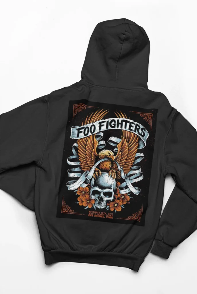 original art foo fighters hoodie featuring art from rock band foo fighters authentic ff merch store 2026