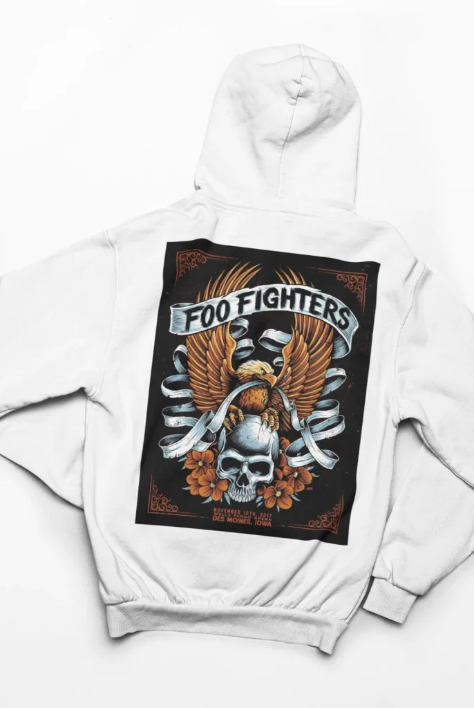 original art foo fighters hoodie featuring art from rock band foo fighters authentic ff merch store 2026
