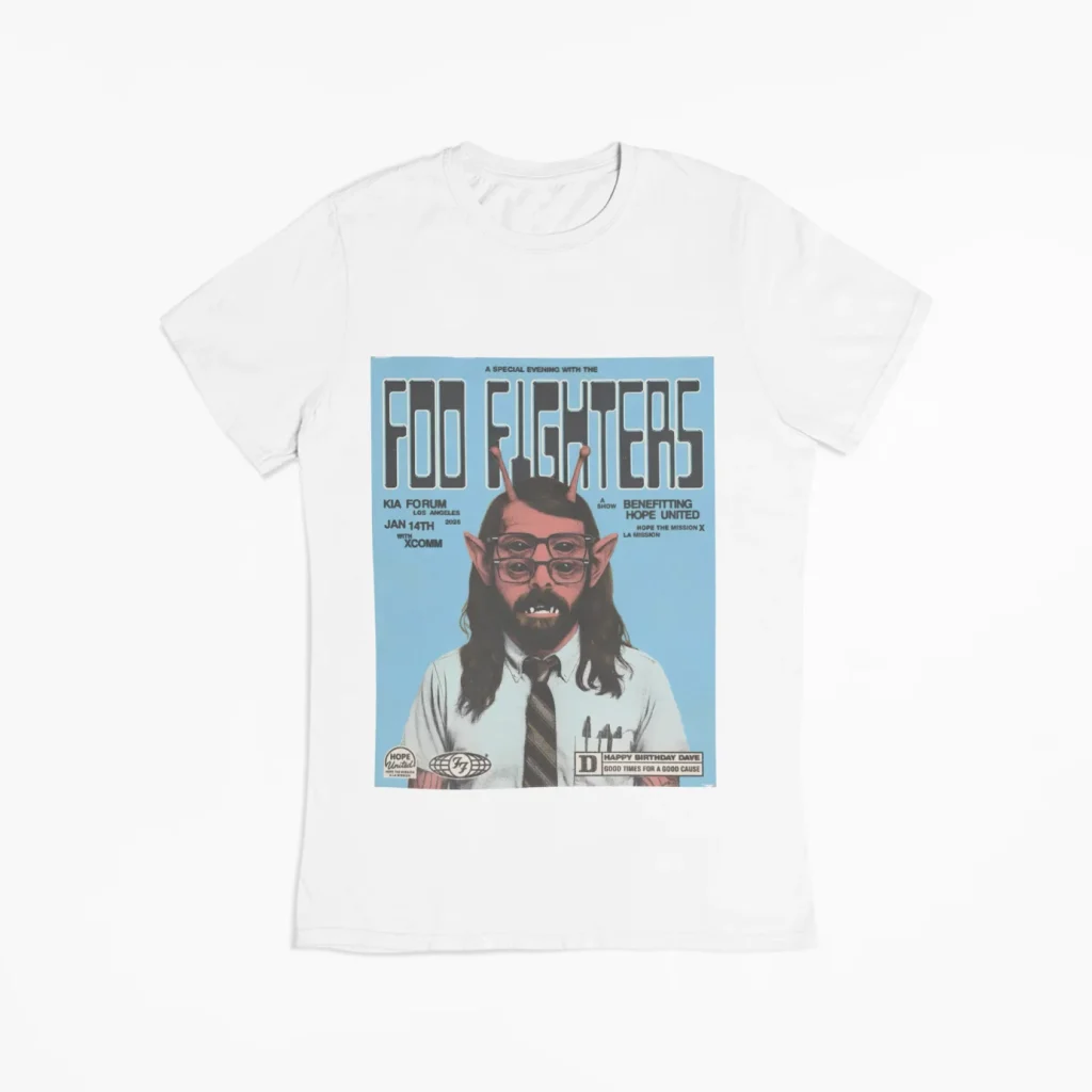 dave grohl original art foo fighters t-shirt unisex featuring art from rock band foo fighters authentic ff merch store 2026